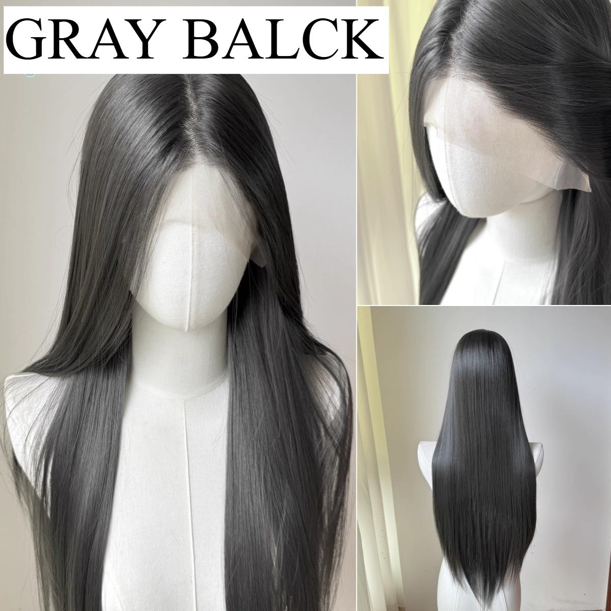 Ashely Gray Black Lace Front Wig