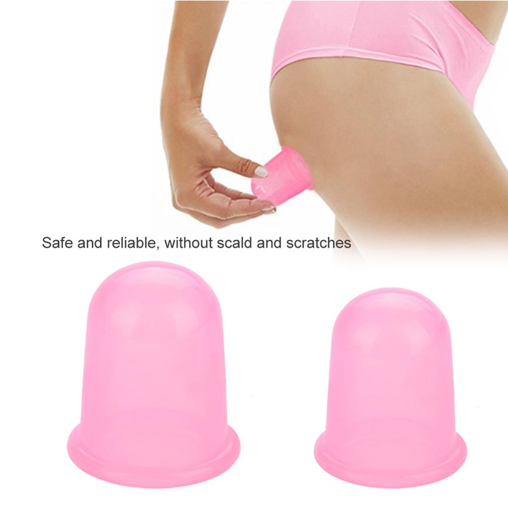 4pcsset Silicone Vacuum Body Massage Helper Anti Cellulite Massager Cups Cupping (Pink)