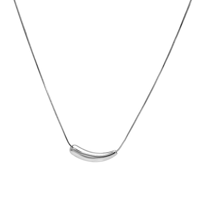 Silver Eggplant Double-Layer Stackable Necklace - Women's Trending Clavicle and Sweater Chain with Snake Bone Design.