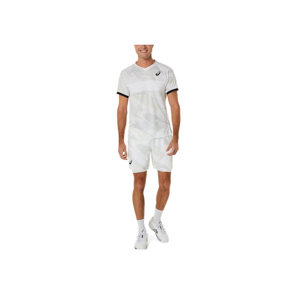 Asics Match Graphic Short Sleeve V-Neck Top Men Tops Gray 2041A245-100