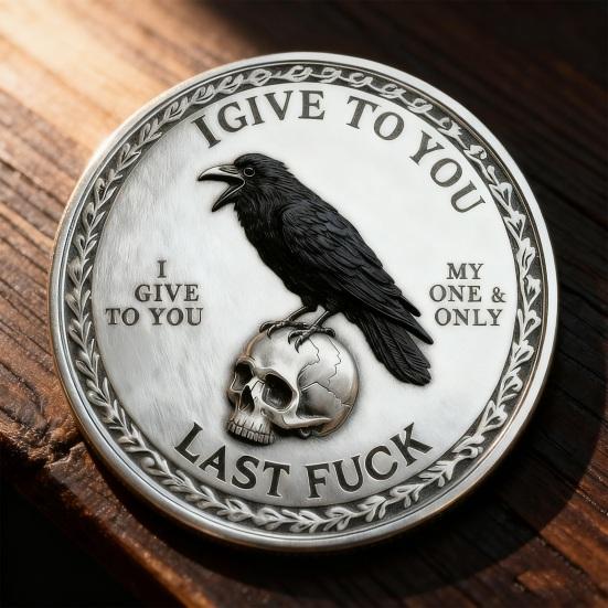 Yousheng 1/2/3/5 Stück Rabenschädel Souvenir Münze Robuste Haltung Krähe Challenge Coin Token der Freiheit und des Humors Metallabzeichen Heimdekoration