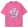 Sweet Cute Style Pink Cartoon Tiger Print Women's T-Shirt Washed Oversized Short Sleeve Casual Beautiful Statement Top