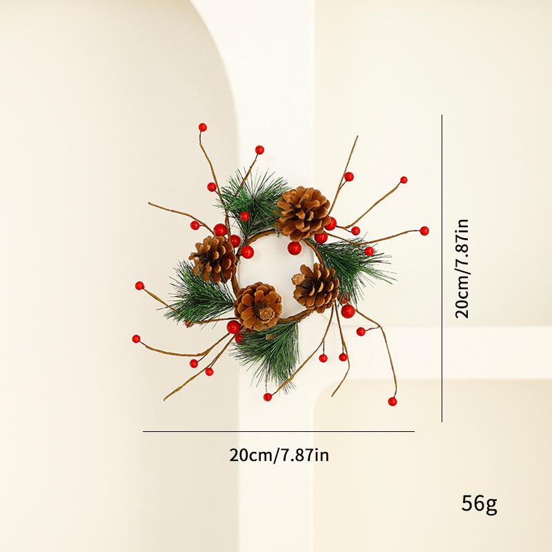 Christmas Pine Needle & Red Berry Wreath with Candle Holder and Door Hanger Christmas Wreath