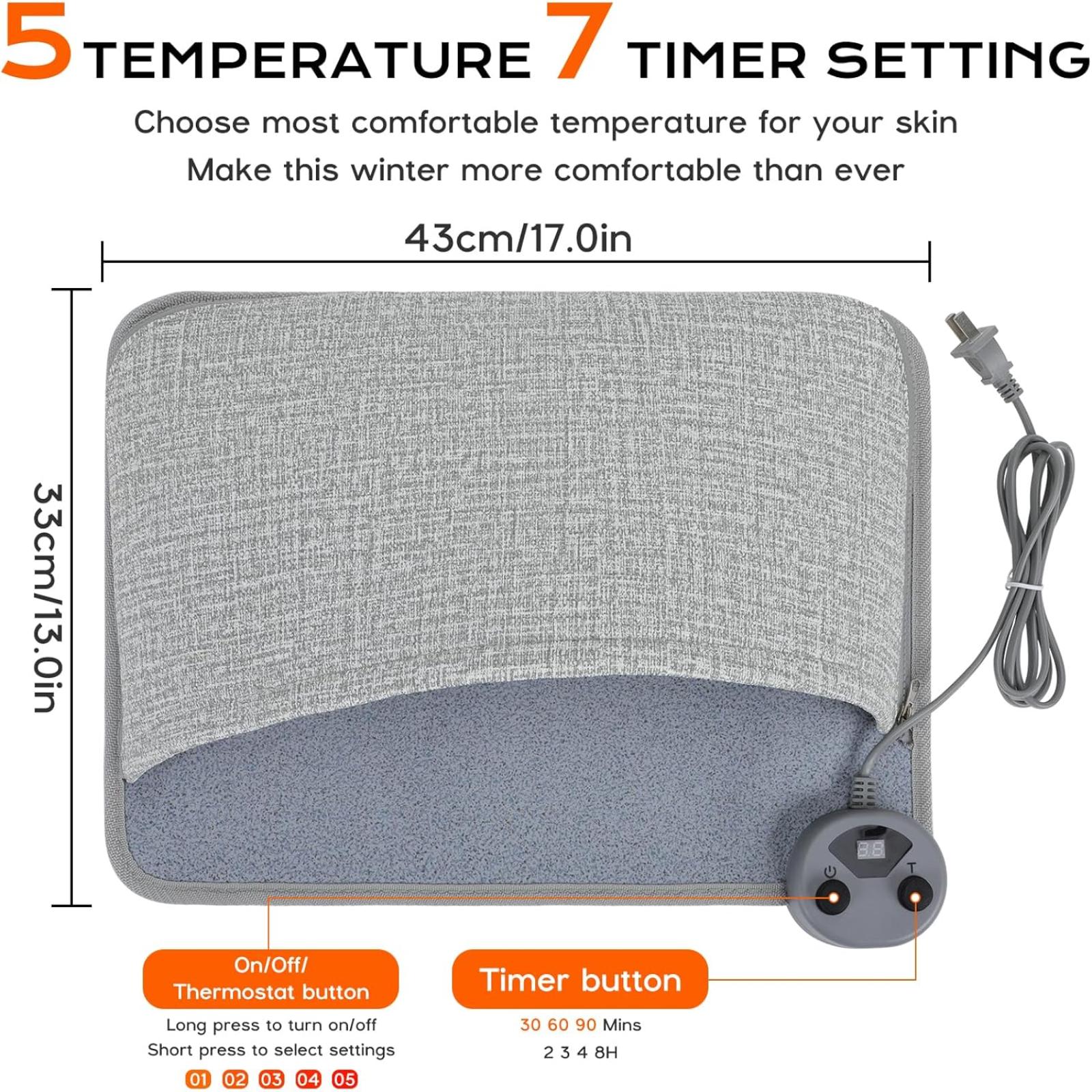 

Electric Foot Heater Electric Heating Foot Pad 5 Speed Temperature Regulation Timing Winter Portable Soft Foot Warmer Mat