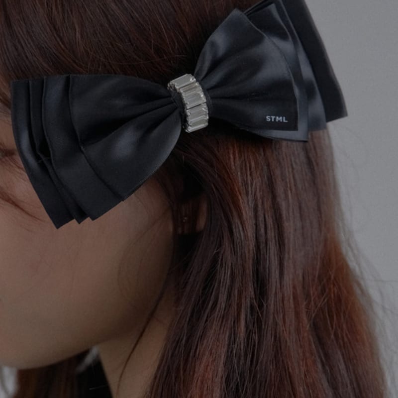 

SORRY TOO MUCH LOVE Crystal Buckle Satin Ribbon Hairpin_Black SINGLE TYPE