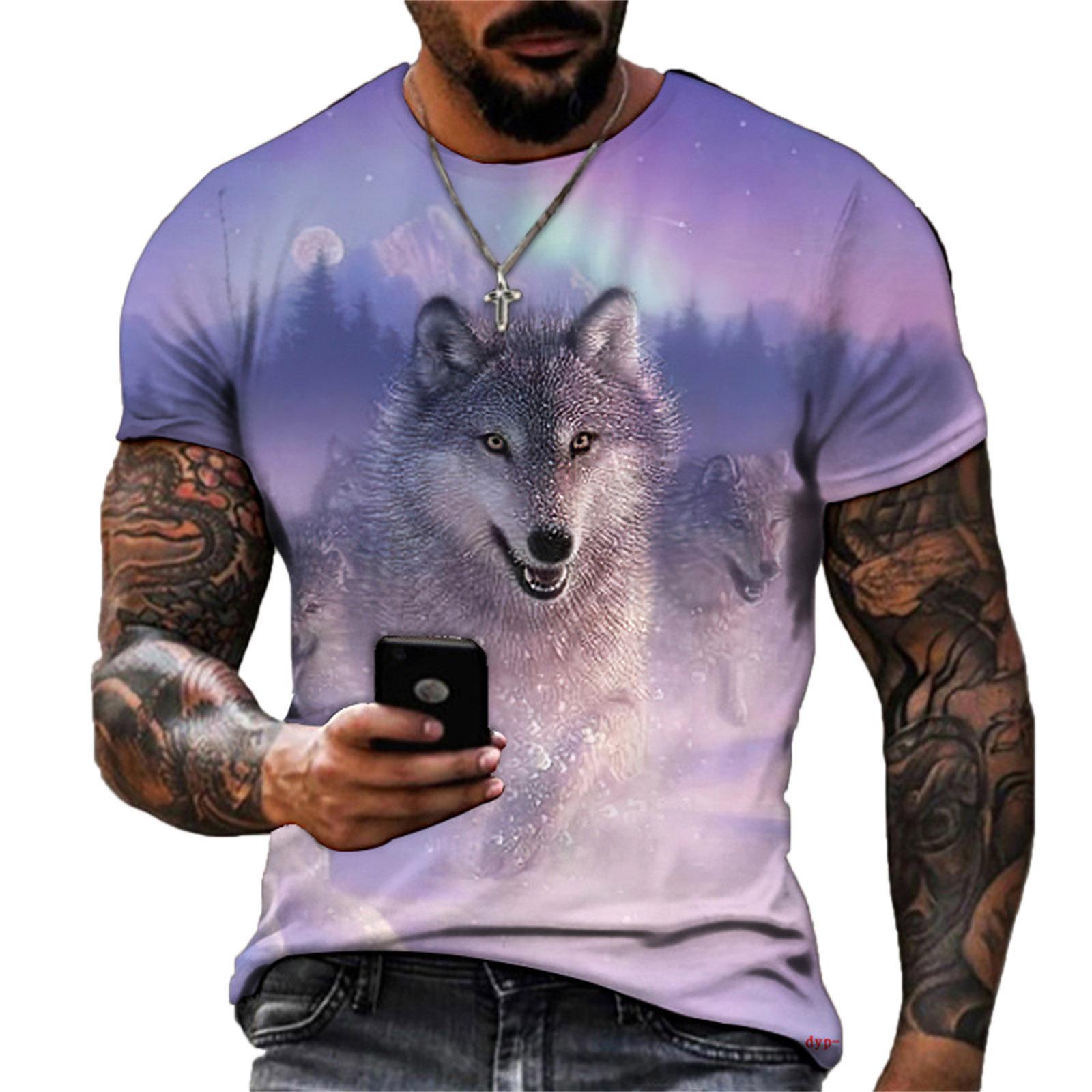 

Летний топ с коротким рукавом, мужской наряд с круглым воротником, футболки с 3d принтом, мужская повседневная спортивная одежда с животными, мужская футболка 6XL