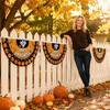 Happy Halloween Half Round Bunting Pumpkin Theme Outdoor Garden Party Decoration, 45cm/17.7 in