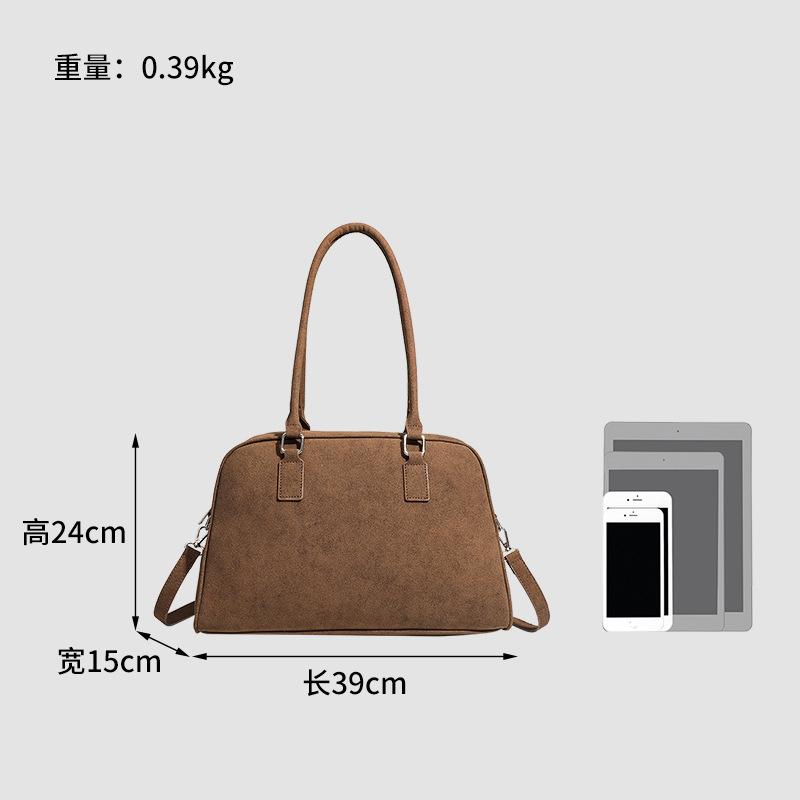 Bag Niche Design Portable Commuter Bag Women's Bag New Suede Bowling Bag Large Capacity Shoulder Bag