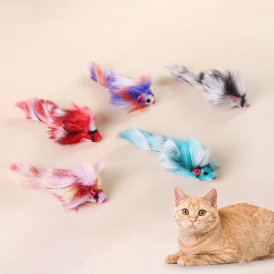 Yousheng Plush Mouse Cat Toy Colorful Faux Fur Mice Toy for Kittens Interactive Hunting Instinct Toy for Indoor Cats