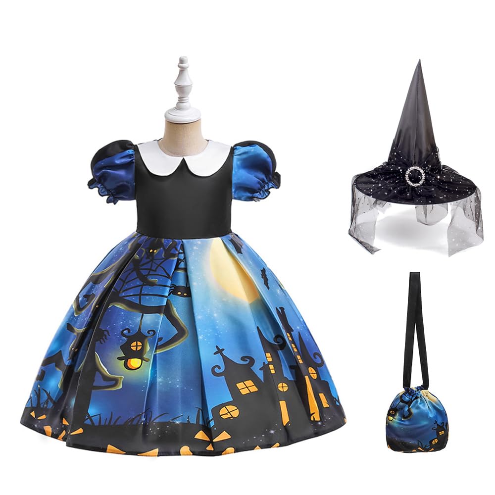 

Костюм для косплея на Хэллоуин и Рождество для детей, девочек, платье, одежда для выступлений, костюм принцессы-ведьмы, комплект платье и шляпа, Рождество, Санта, принцесса, для малышей, детей