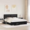 Bed Frame in Black Oak Look 180 x 200 cm Engineered Wood