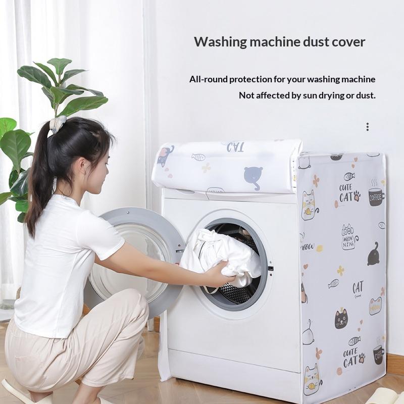 Waschküche PEVA Waschmaschinenabdeckung 1 Stück Wasserdicht Glatt Staubdicht Multifunktional