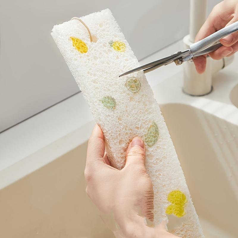 2pcs Kitchen Sink Absorbent Pads Long, Quick Dry Cleaning Sponges with Fruit Leaf Design, Strong Water Absorption, Dirt Prevention,