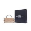 Coach Josie 18 Logo Buckle Closure Faux Leather And Cowhide Shoulder Crossbody Handbag Small Women handbag Gray-Brown CW412-SVPWH