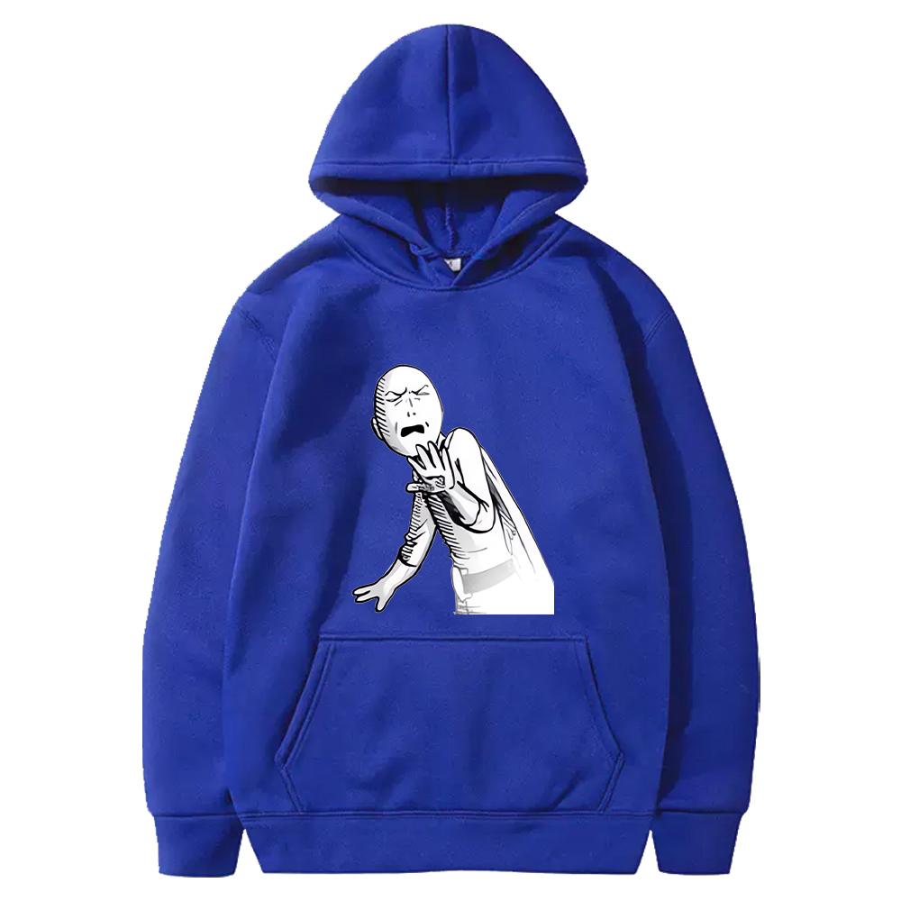 Japan Anime One Punch Man Saitama Funny Graphic Printed Hooded Men Women Hoodies Plus Size Sweatshirt Harajuku Male Streetwear XS синий 1550₽