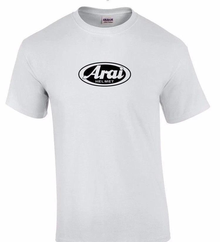 

White Arai Helmet Racing Logo on Cotton White T-Shirt Tee Shirt S-5XL S
