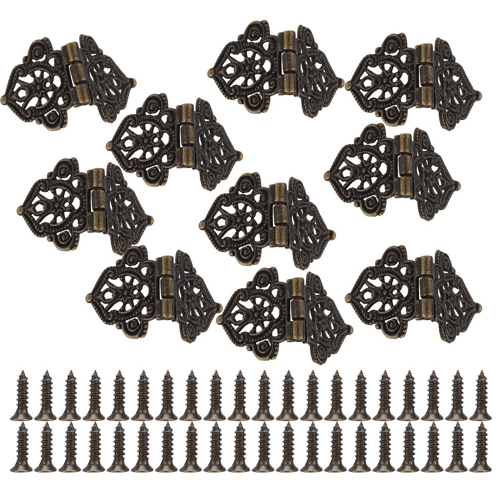 Antique Decorative Hinges Green Bronze Printing Zinc Alloy Furniture Wooden Box Gift Box DIY Hinges