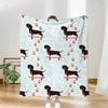 Paw Bone Mixed Dachshund Print Throw Blanket For Indoor Space Sofa Bedroom Office Birthday Cute Pet Blessing Theme Party Gift
