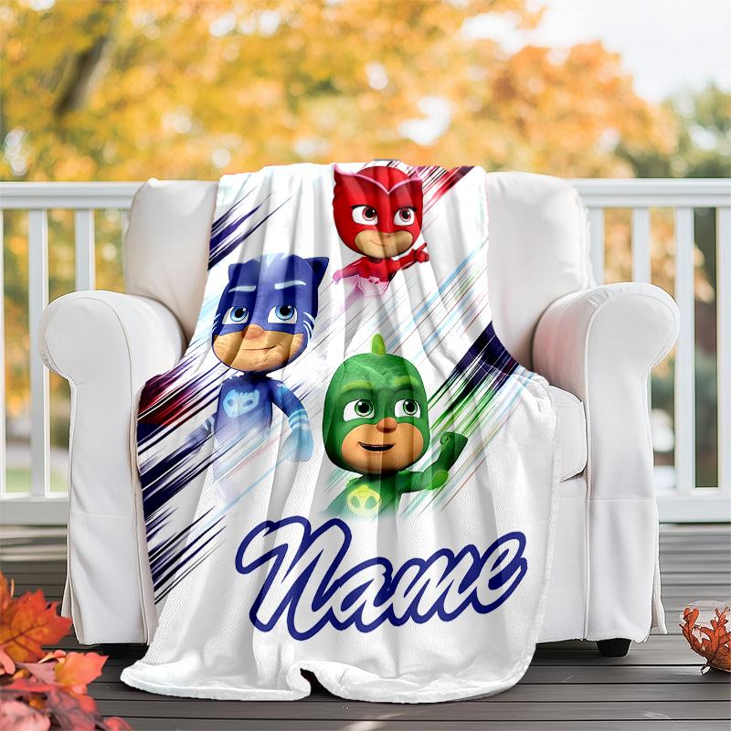 Customizable PJ Marks Throw Blanket – Personalized Name, All-Season Cozy Snug Blanket, Machine Washable, Personalized Blanket