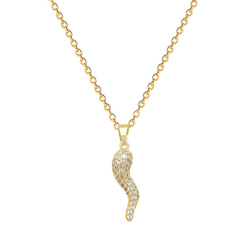 Titanium Steel, Special-Shaped Personalized Pepper Light Luxury Temperament Gorgeous Full Diamond Necklace Women'S Versatile Collarbone Chain