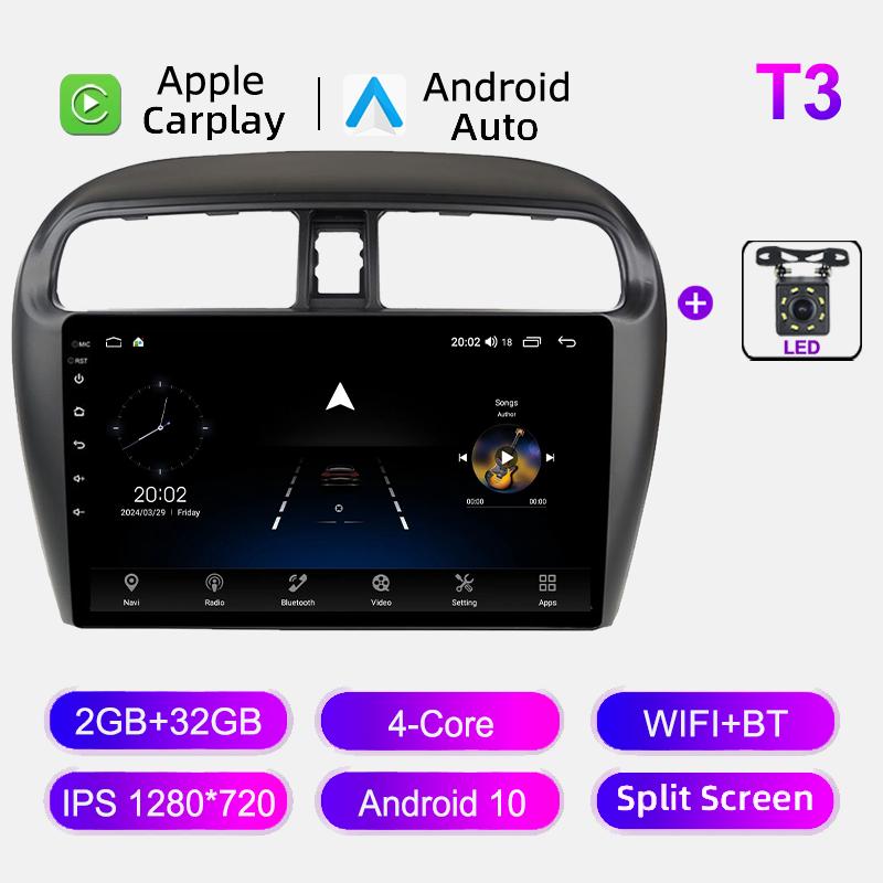 Android 12.0 Car Radio For Mitsubishi Mirage Attrage 2012-2018 Multimedia Video Player GPS Navigation 4G WIFI Carplay Autoradio