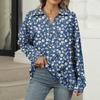 Women's Summer Fashion Casual  Printed V-Neck Long Sleeve Shirt Top