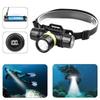 Underwater Diving Headlamp with Adjustable Head Mount, Aluminum Beam Light for Snorkeling, Night Fishing and Camping