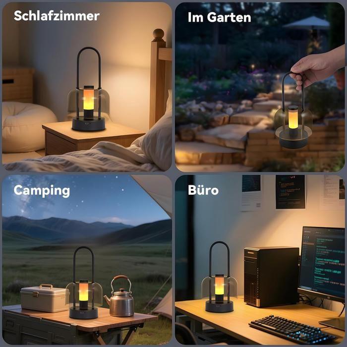 Lampe de table - NETTLIFE - LED portable rechargeable - Sans fil - Intensité 1800K-6500K - Noir