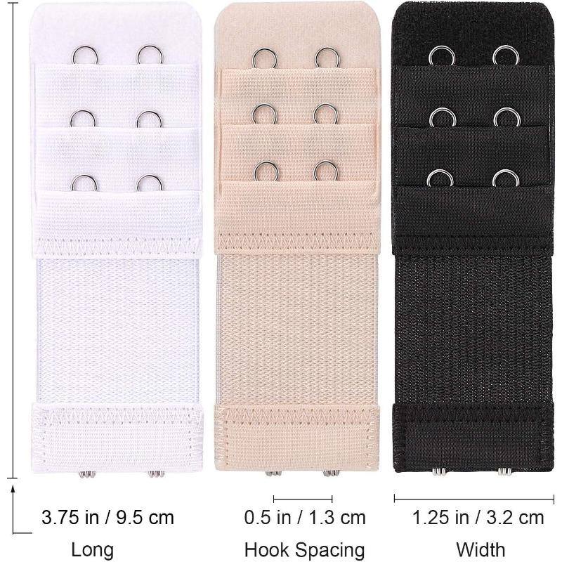 Soft and Comfortable Bra Straps, Elastic, 3 Pieces, 3 Rows with 2 Hook Extension Straps, Women's Underwear Accessories