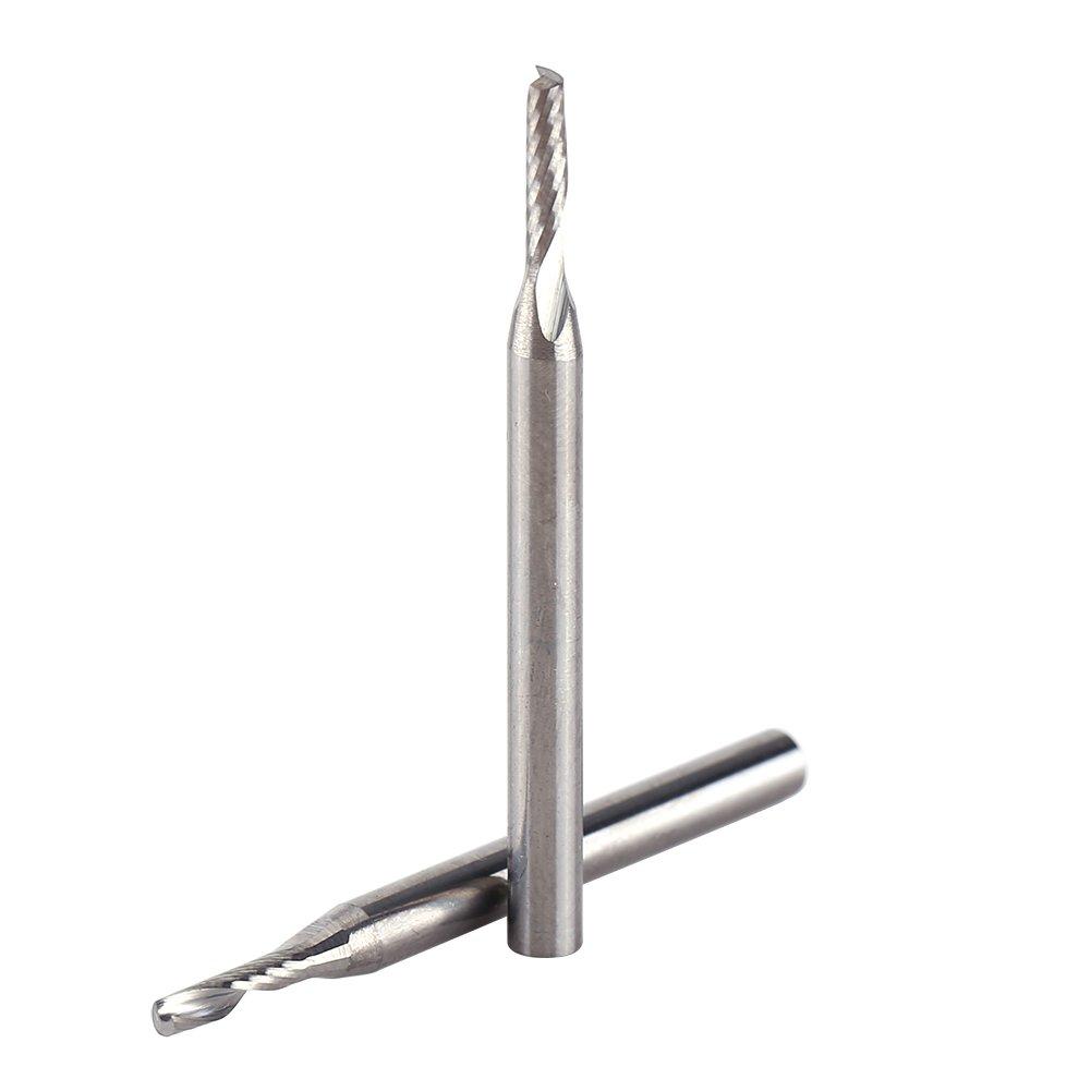 2Mm Single Flute Bits, 10pcs/Set Tungsten Carbide End Mill 1/8'' Shank Milling Cutter Single Flute Spiral Bit CNC Rotary Burrs Kit