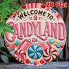 Vintage Metal Tin Sign 7.87 Inch Retro Wall Decor Cute Candyland Art Aluminum Painting for Halloween Party Room Decoration