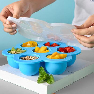 Yousheng Silikon 7-Loch Eiswürfelform mit dicht schließendem Deckel Leichte Entnahme Lebensmittelqualität Eiswürfelbehälter für hausgemachtes Eisdessert und kalte Getränke