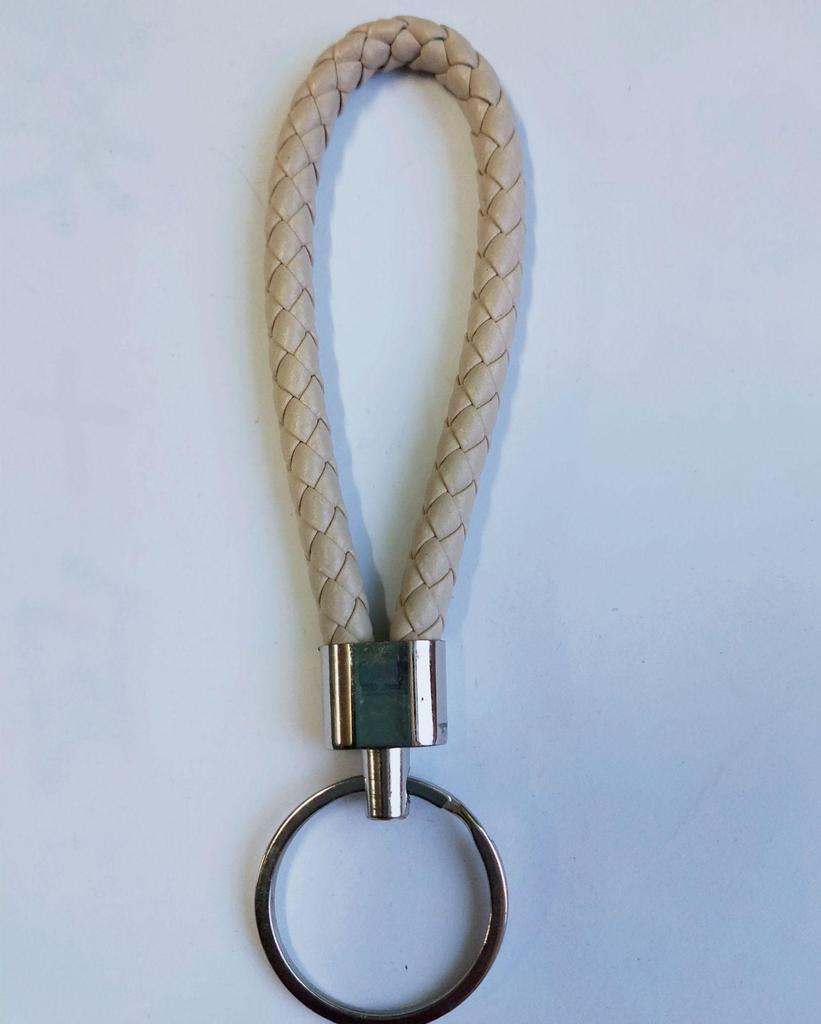 Woven Leather Cord Metal Keychain Pendant