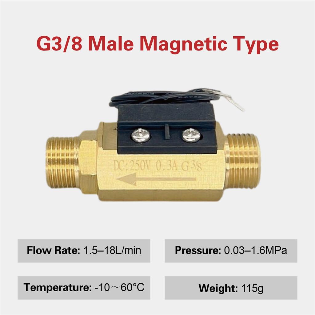 Brass Flow Switch Flow Meter Flowmeter 1.5‑3L/min G1/4 G1/2 Low Flow Water Normally Open Magnetic Spring Sensor Industrial