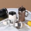 Portable 550ML Insulated Coffee Mug Stainless Steel with Lid Spoon Water Cup with Tea Strainer Leak-proof Milk Cup Outdoor