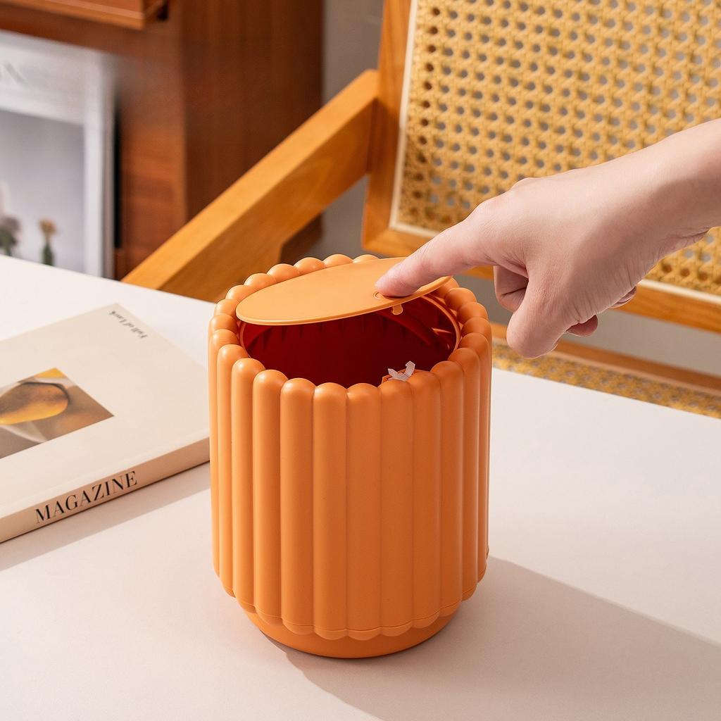 Press-type Wastebasket Household Large Opening Press Open Lid Trash Bin Office Desk Trash Can Desktop Storage Cleaning Trash Can