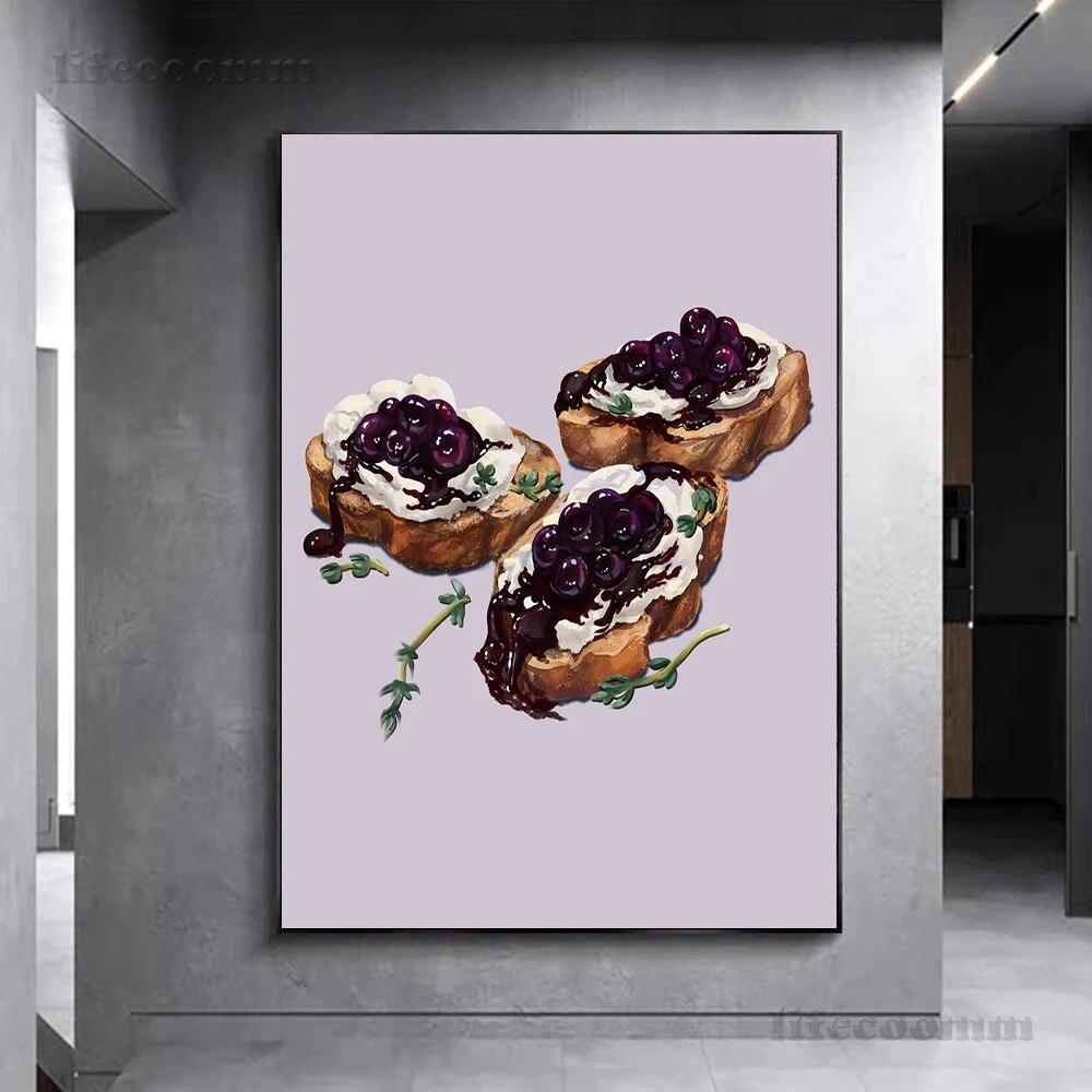 Sunn frokost Kunstplakat Dekorasjon Mat Foto Kunst Veggmaleri For Restaurant Kjøkken Dekor Plakat og trykk Ingen ramme