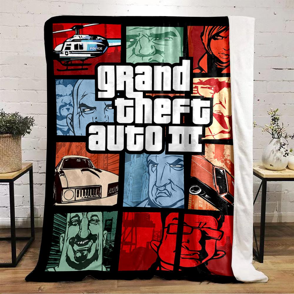 Grand Theft Auto III Art Design Blanket Flannel Blanket for Bedroom, Living Room, Sofa, and Nap Sofas.