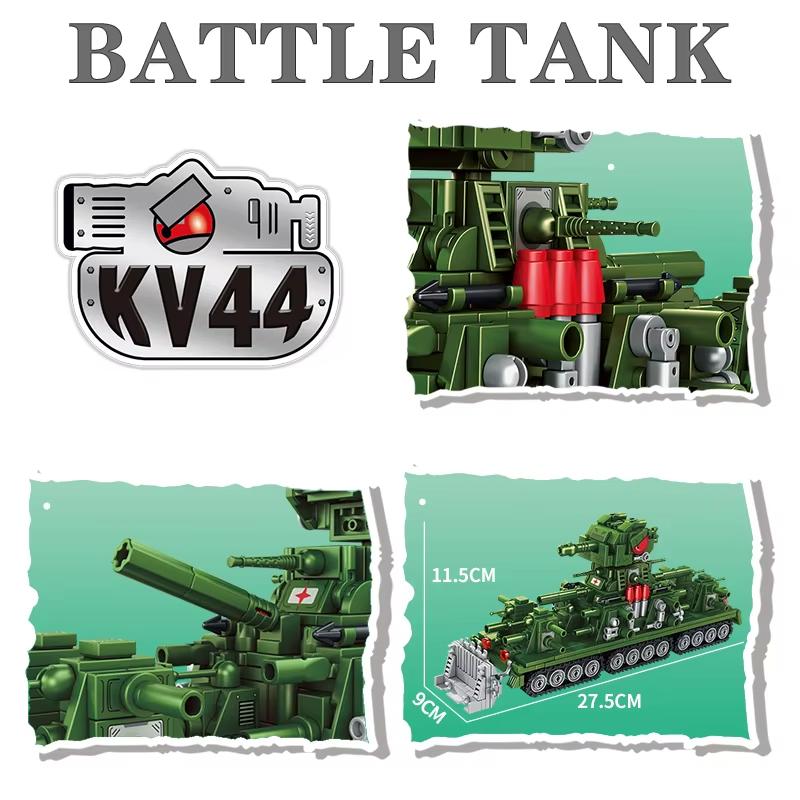 Tank World Cartoon Scale Model Muilding Block Set KV44 Carl Monster Tank and Ultimate Leviathan Military armored vehicle warfare Brick