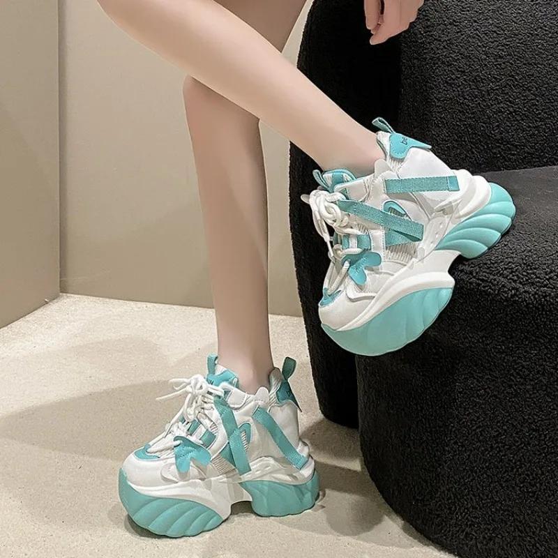 Fashion high-quality New Women Platform Sneakers Mesh Casual Chunky sneakers Heels Wedges Breathable Height Increasing Shoes Woman