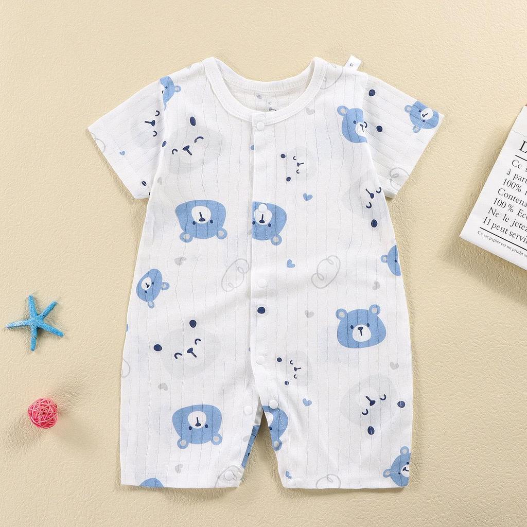 Newborn Cotton Short Sleeve Summer Romper: Open-Front Bodysuit for Boys & Girls