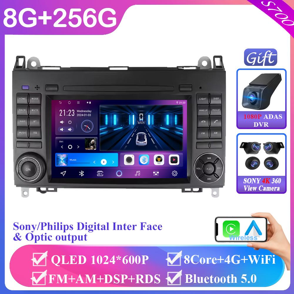 

7 Inch 2 Din Car Multimedia Player GPS for Mercedes Benz Sprinter B200 Vito W639 Viano B Class W169 W245 W209 with Button No DVD