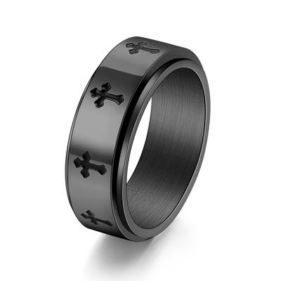 2025 Schwarz/Silber/Gold Farbe Kreuz Drehbar Spinner Ringe Herren Damen Angst Ring Sorgen- & Stressabbau Ring