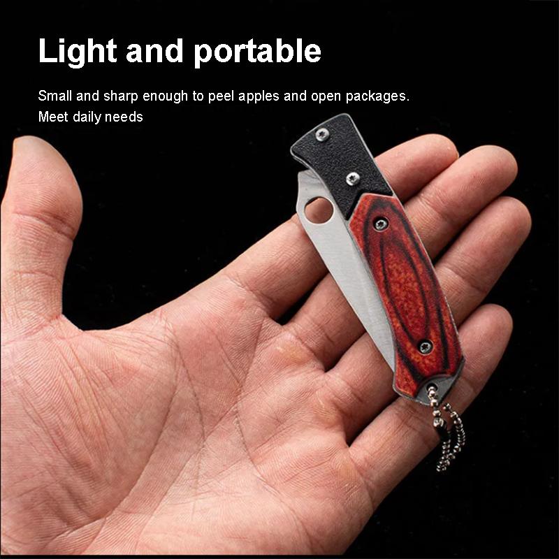 Folding Knife Stainless Steel - Multifunctional Mini Outdoor Knife, Portable Keychain Fruit Knife for Camping & Survival