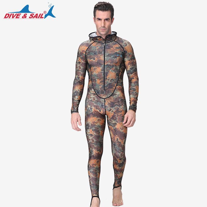 Mens Camo Full Body Rash Guard With Hood Zipper UV Protection Dive Suit Snorkeling Surfing Swimming