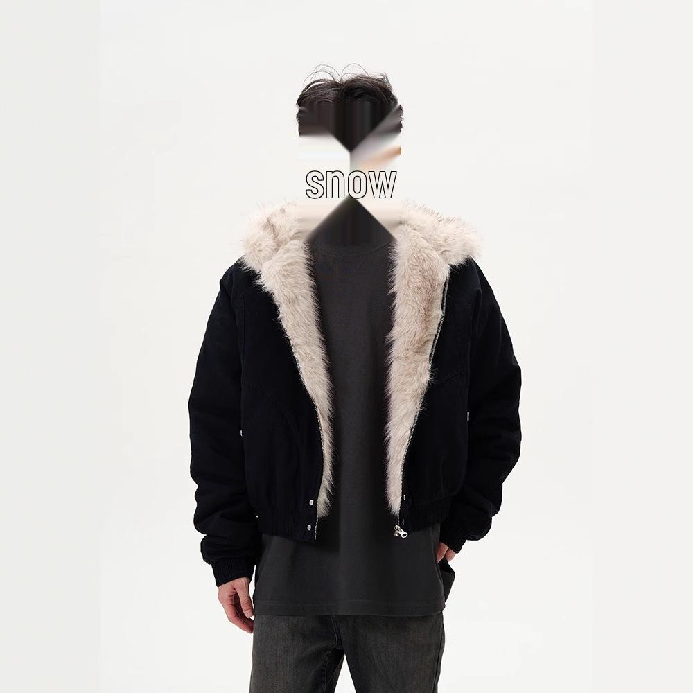 Men s American Retro Mountain Eagle Jacket with Fur Collar - Trendy, Niche Design Sense L