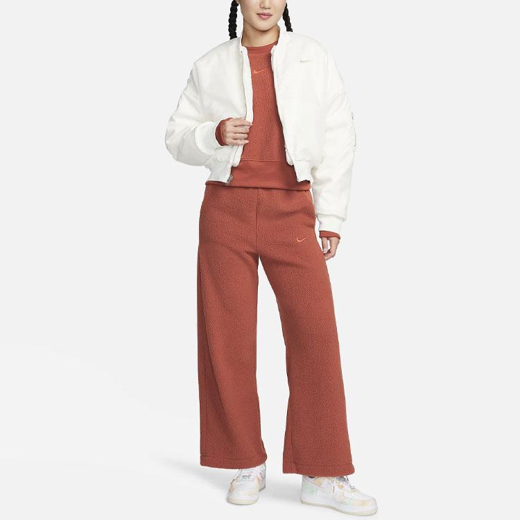 Nike Solid Color Logo Drawstring Fleece Knit Sweatpants Women Bottoms Orange DV4362-832