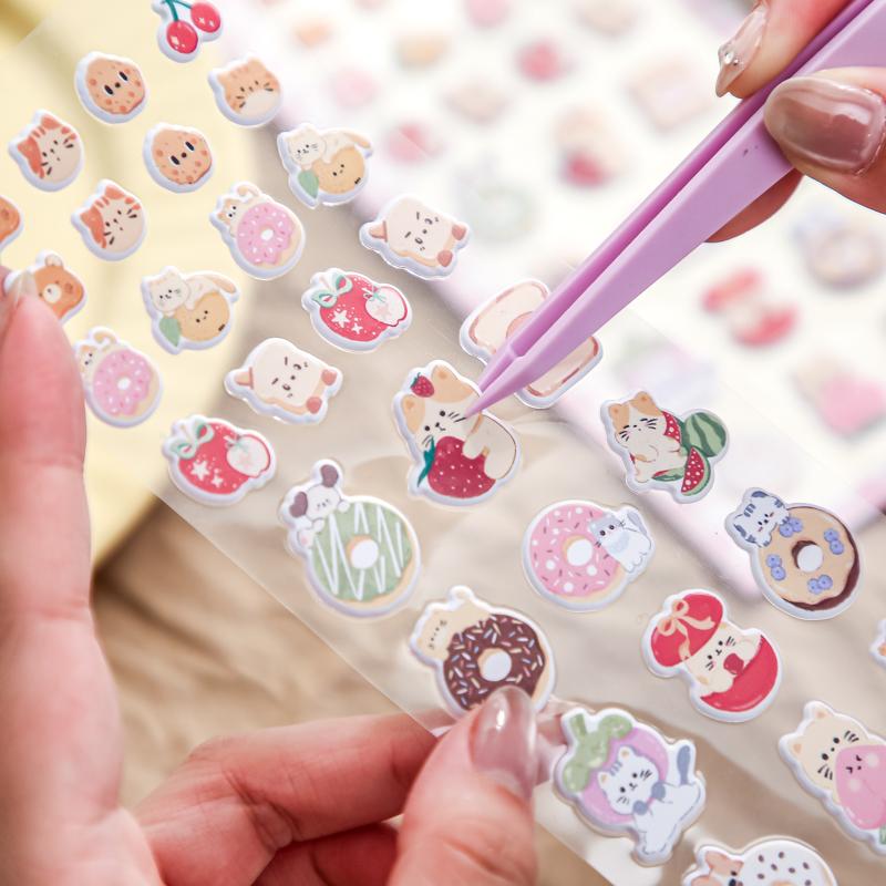 4 Style Stickers Kawaii Dessert Shop Foam Flat Journal Sticker Stationery Supplies Aesthetic DIY Cup Photo Frame Decorative