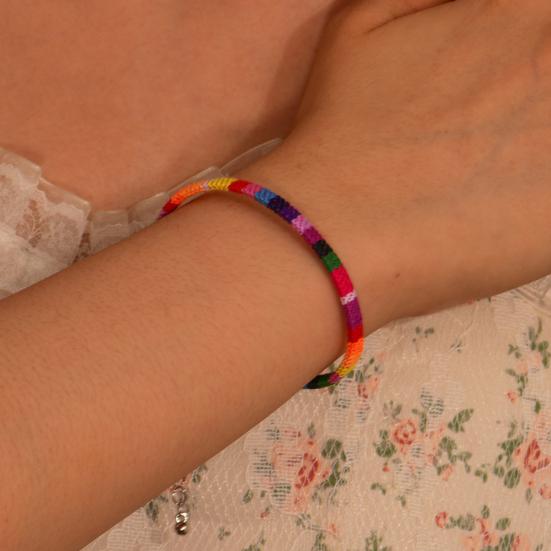 Braided Bracelet Bohemian Ethnic Woven Adjustable Geometric Decorative Gift Women Colorful Rope Bangle Wrist Accessories for Daily Wear