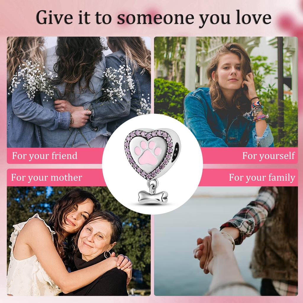 Copper Cat Dog Pet Paw Prints Series Charms Beads Fit Original Fashion Bracelets Diy Jewelry Gifts Accessory